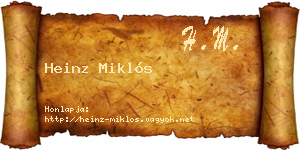 Heinz Miklós névjegykártya